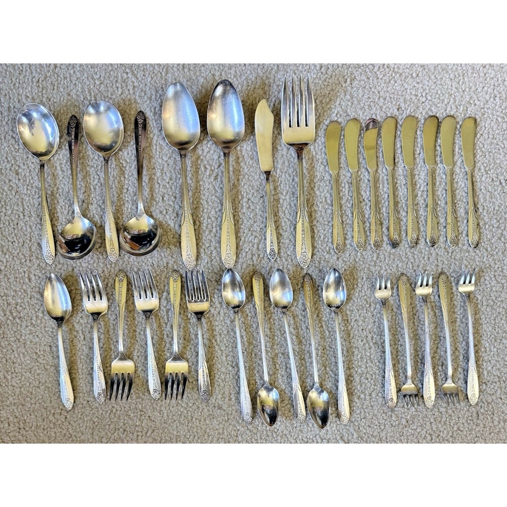 Vintage Silverware National Silver Co Princess Royal Silverplate 1930 Lot Of‎ 32